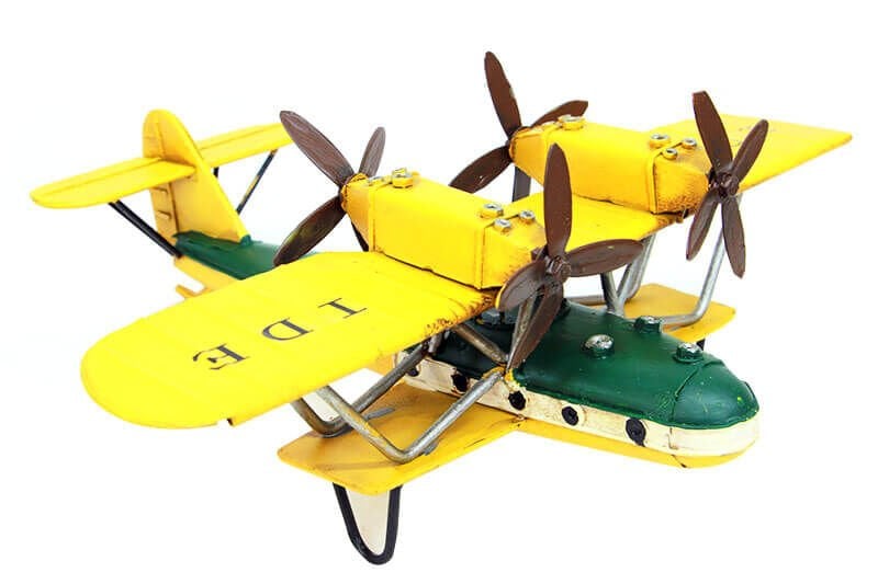 Dekoratif Eskitme Çift Kanatlı Denizci Uçağı