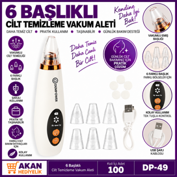 Black Skin Dijital Göstergeli 6 Başlıklı Cilt Temizleme Vakum Cihazı