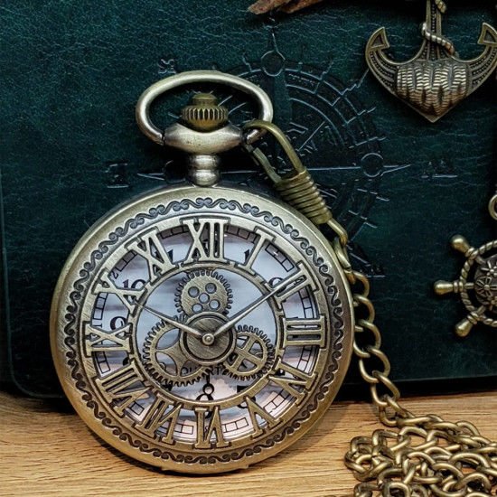 Nostaljik Romen Rakamlı Antik Köstekli Cep Saati