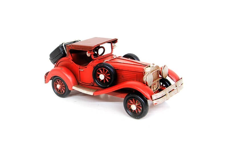 Dekoratif Eskitme Kırmızı Metal Araba