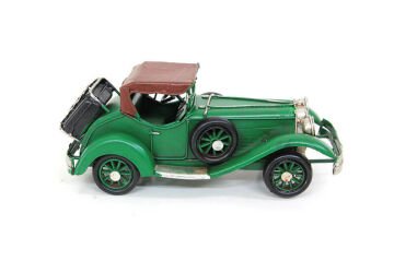 Dekoratif Eskitme Yeşil Metal Araba