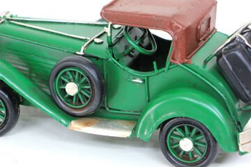 Dekoratif Eskitme Yeşil Metal Araba