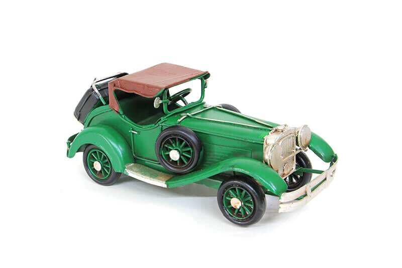 Dekoratif Eskitme Yeşil Metal Araba