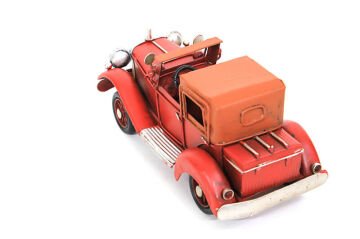 Dekoratif Eskitme Üstü Açık Kırmızı Metal Araba