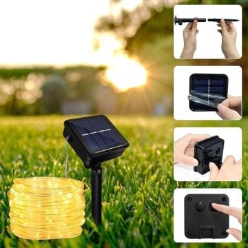 Solar Güneş Enerjili Sarı Işık Bahçe Aydınlatma 10 Metre
