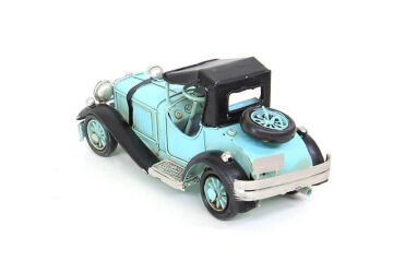 Dekoratif Eskitme Mavi Metal Araba