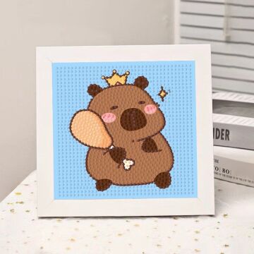 Capybara Elmas Kendin Yap Diy Boncuklu Taslı Tablo Çerçeveli