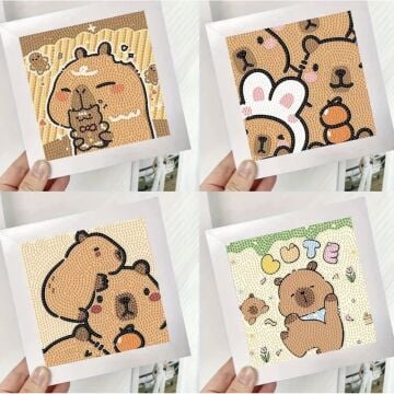 Capybara Elmas Kendin Yap Diy Boncuklu Taslı Tablo Çerçeveli