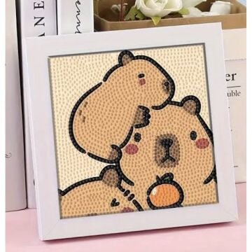 Capybara Elmas Kendin Yap Diy Boncuklu Taslı Tablo Çerçeveli