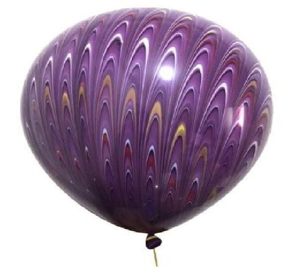 Tavus Kuşu Desenli 18 inc Lateks Balon (Mor)