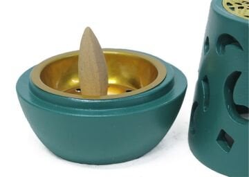 Seramik Gold İşlemeli Konik Tütsü Buhurdanlık