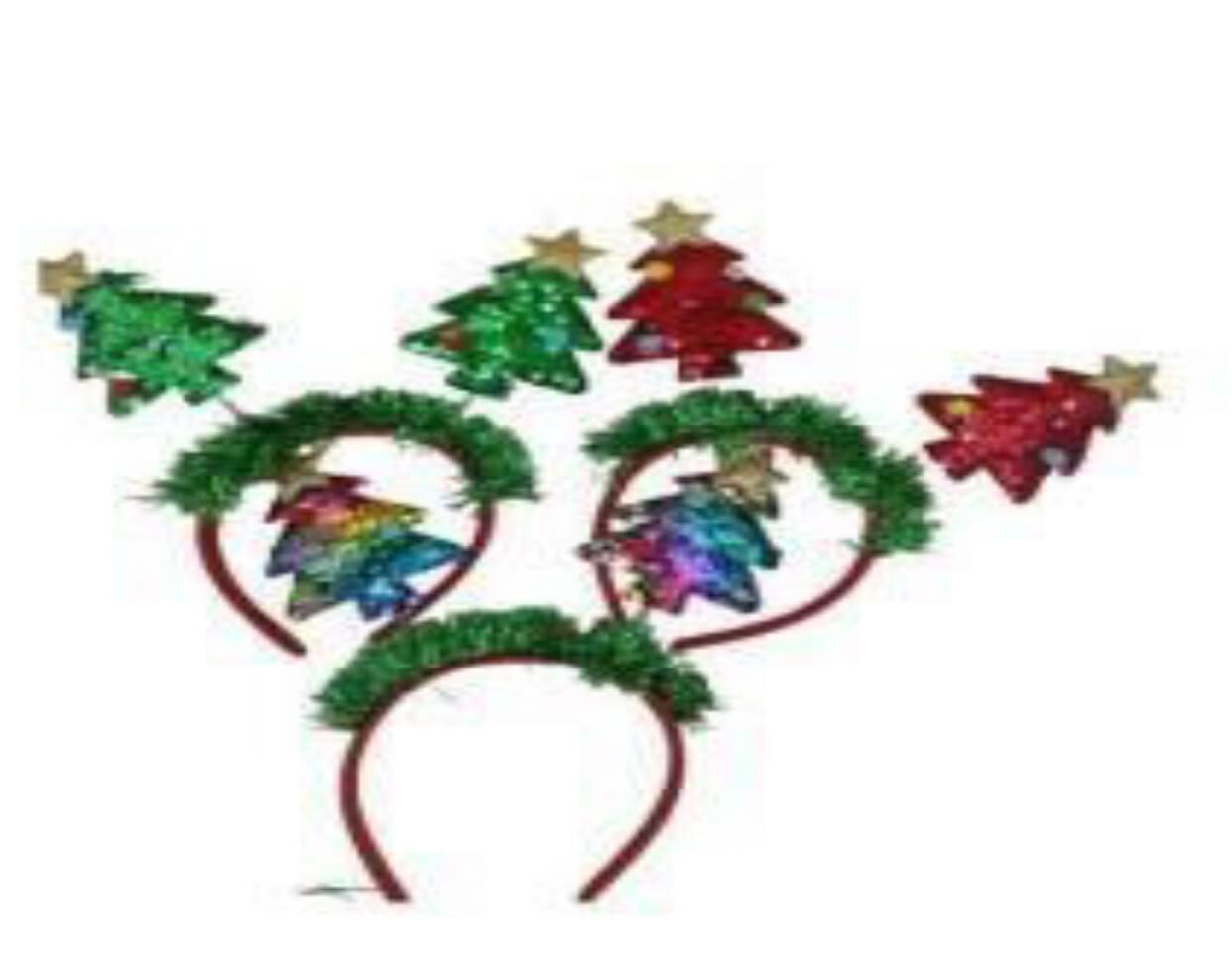 Noel Çam Ağacı Tasarımlı Yılbaşı Parti Tacı (12 Adet)