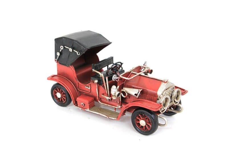 Dekoratif Vintage Üstü Açık Kırmızı Metal Araba