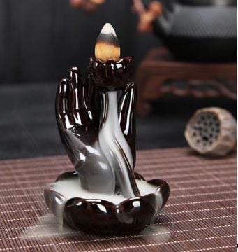 El Lotus Tasarımı Parlak Seramik Geri Akış (Backflow) Tütsülük