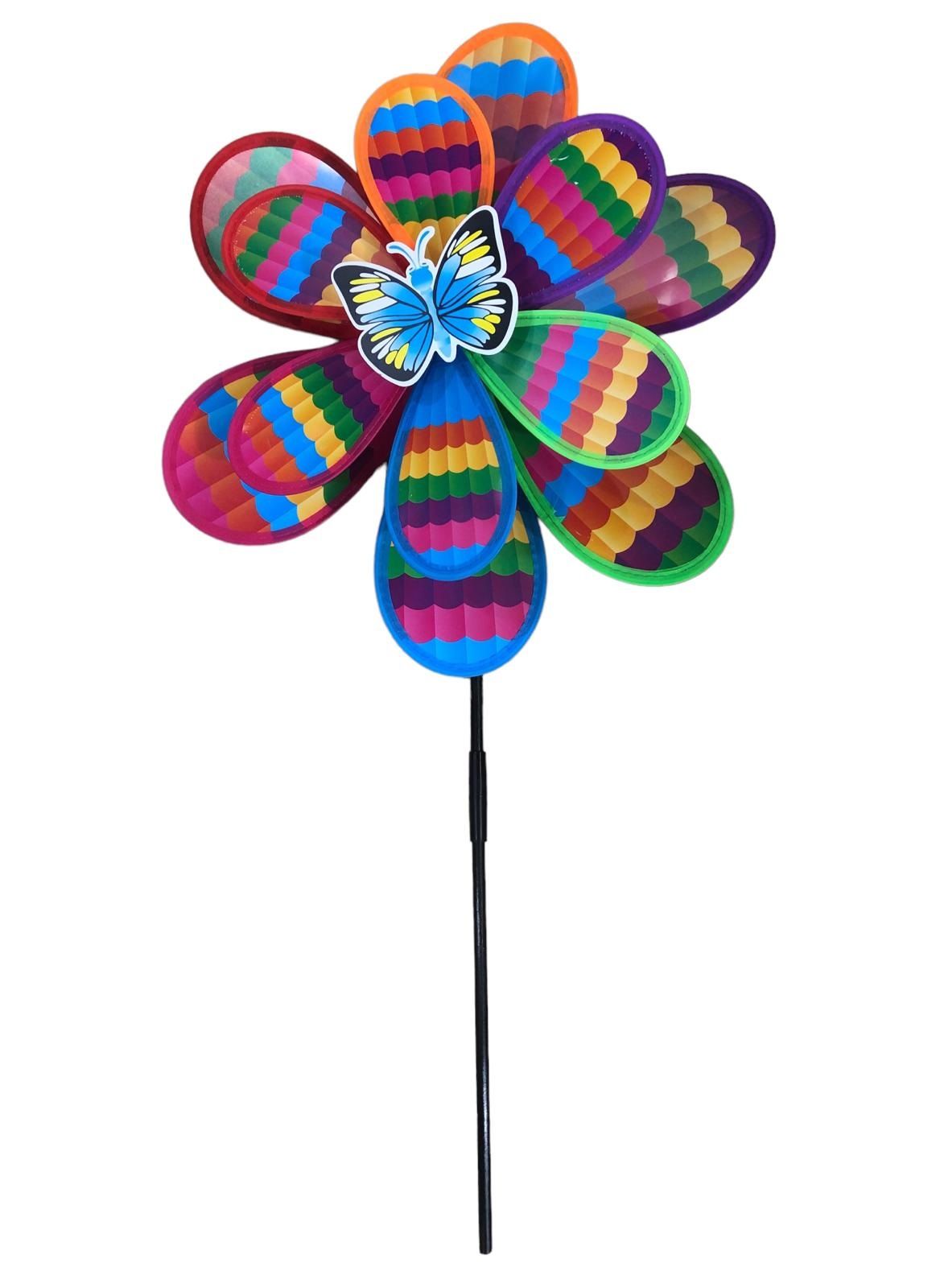 Renkli Çift Kanatlı Kelebek Figürlü Rüzgar Gülü