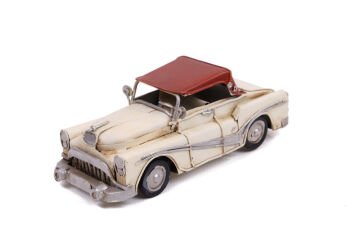 Dekoratif Eskitme Beyaz Metal Araba