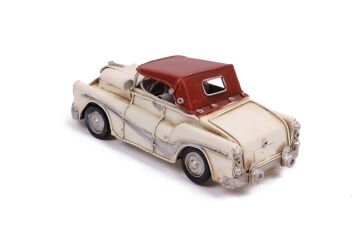 Dekoratif Eskitme Beyaz Metal Araba