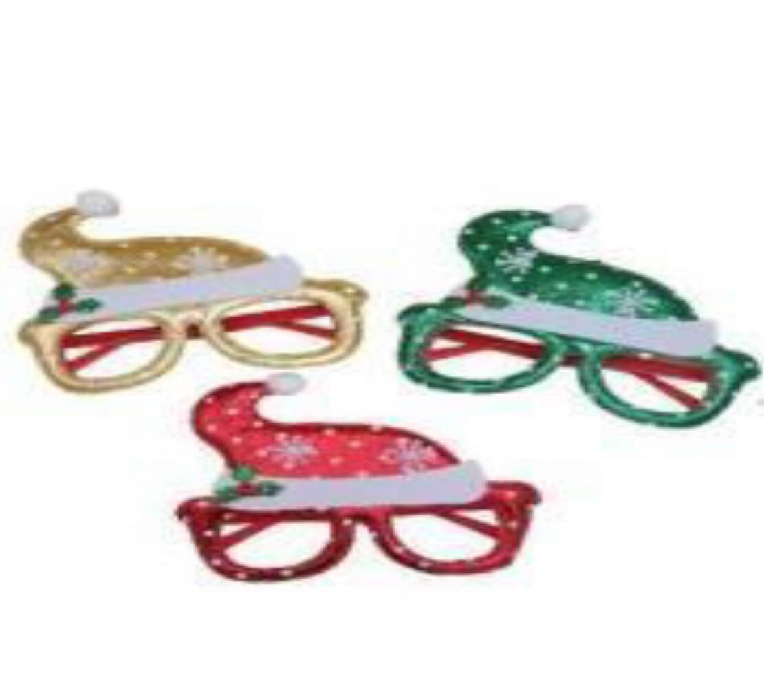 Noel Baba Şapkası Yılbaşı Temalı Yılbaşı Gözlüğü (12 Adet)