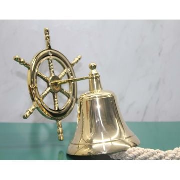 Dekoratif Pirinç Dümenli Tasarımlı Çan (24 cm x 16 cm)
