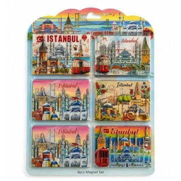 Ahşap İstanbul Temalı Buzdolabı Magnet(6  Adet)