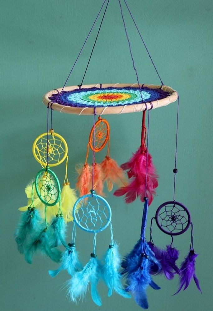 Renkli Avize Model Rüya Düş Kapanı Dream Catcher (32cm x 22cm)