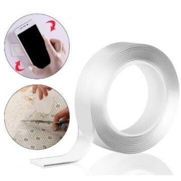 Kolayca kesilebilir Çift Taraflı Şeffaf Bant (2m x 2cm)