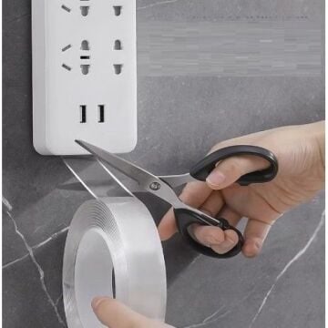Kolayca kesilebilir Çift Taraflı Şeffaf Bant (2m x 2cm)
