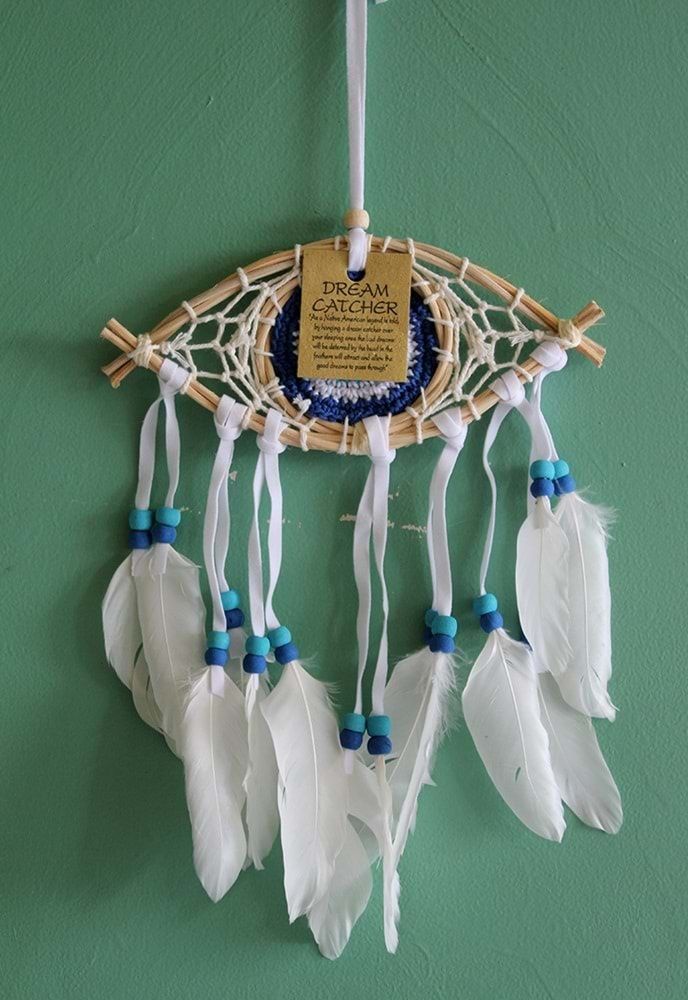 Göz Tasarımlı Mavi Boncuklu Rüya Düş Kapanı Dream Catcher (27cm x 19cm)
