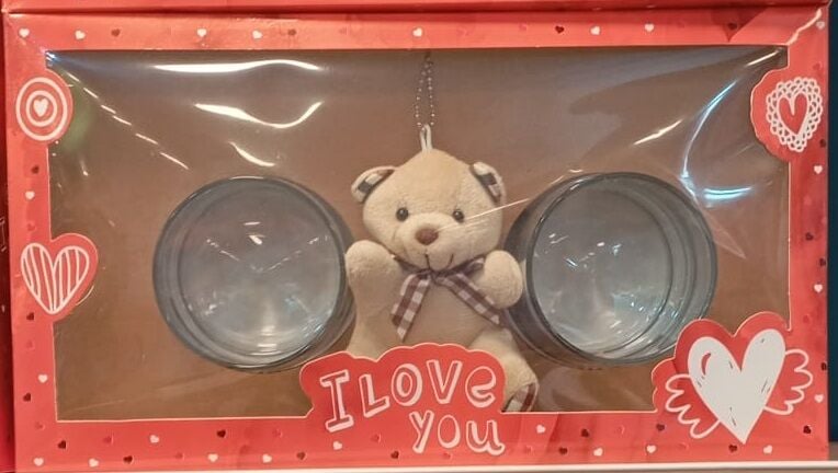 Ayıcıklı 2'li Cam Bardak Hediye Seti