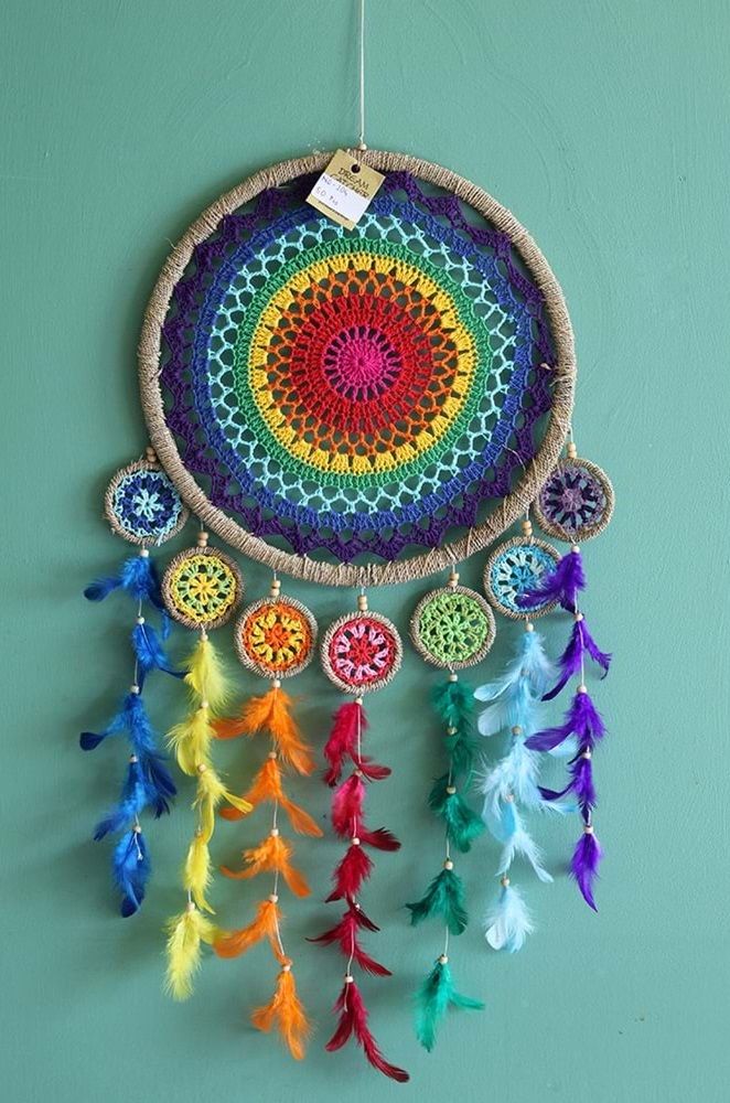 7 Dantelli Mini Rüya Düş Kapanı Tasarımlı Dream Catcher (70cm x 32cm)