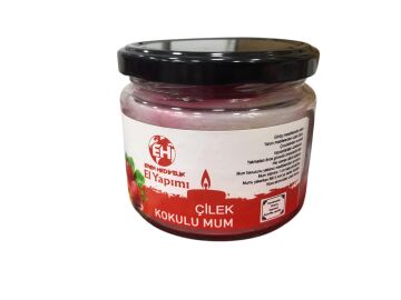 Cam Kavanozda Çilek (Strawberry) Kokulu Mum