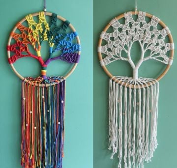 Boncuklu Hayat Ağacı Tasarımlı Rüya Kapanı Dream Catcher (125cm x 52cm)