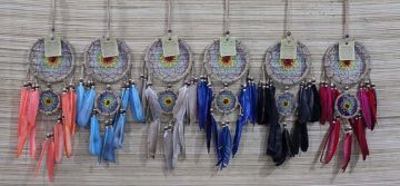 2'li Renkli Püsküllü Tasarımlı Rüya Kapanı Dream Catcher (36cm x 12cm)
