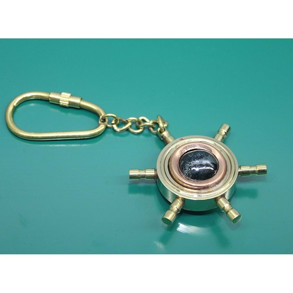 Dekoratif Pirinç Pusula Anahtarlık (12 cm)