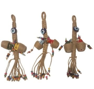 Asılabilir 2'li Testi Nazar Boncuklu Kapı Duvar Süsü (34 cm)