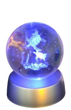 Led Işıklı Renk Değiştiren Kaplumbağa Kristal Cam Küre
