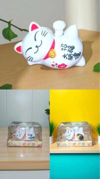 Caredy Şans Kedisi Yatan El Sallayan Feng Shui Maneki Neko