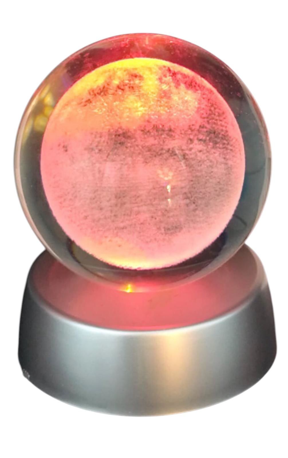 Led Işıklı Renk Değiştiren Dolunay Kristal Cam Küre