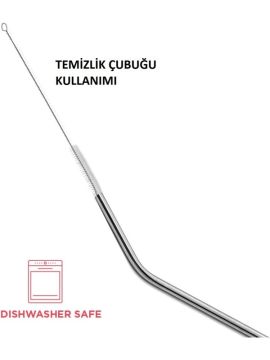 Metal Pipet Paslanmaz Çelik Ve Temizleme Fırçası Seti 5 Parça