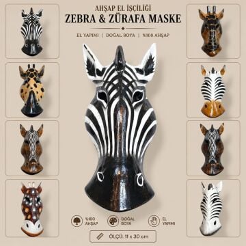 Dekoratif Zürafa& Zebra Duvara Asmalı Maske 30cm