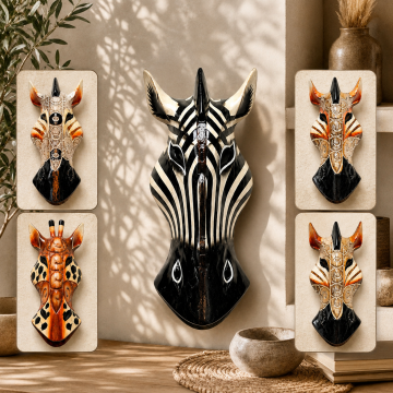 Dekoratif Zürafa& Zebra Duvara Asmalı Maske 30cm
