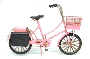 Dekoratif Çantalı Pembe Metal Bisiklet