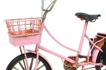 Dekoratif Çantalı Pembe Metal Bisiklet