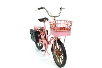 Dekoratif Çantalı Pembe Metal Bisiklet