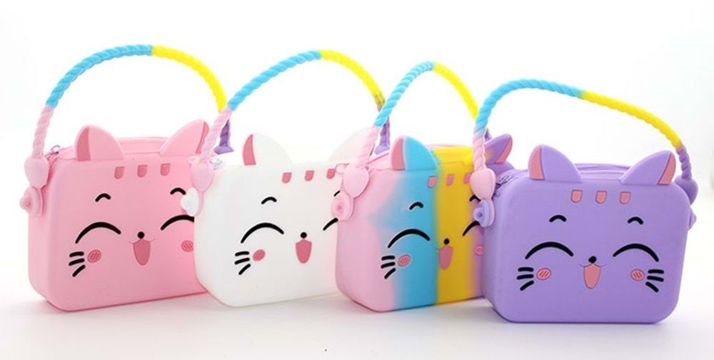 Kedi Tasarımlı Silikon Çocuk Çantası