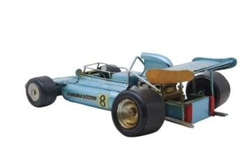 Dekoratif Metal Yarış Arabası Mavi