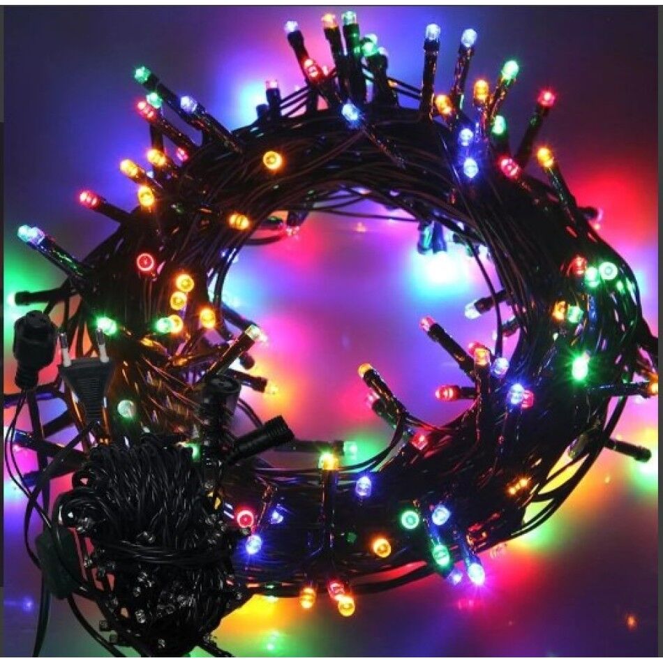 8 Fonksiyon Siyah Kablolu Rgb Boncuk Dekoratif Led Işık (10 mt)