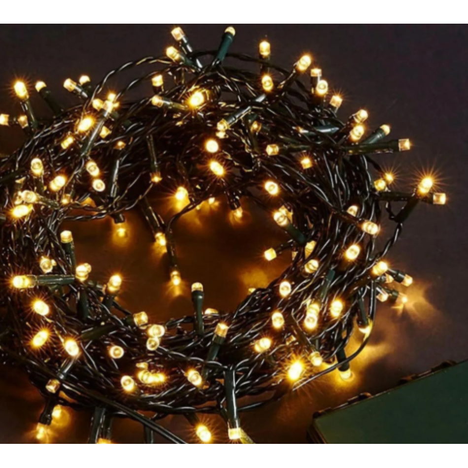 8 Fonksiyon Siyah Kablolu Gün Işığı Boncuk Led Işık (10 mt)