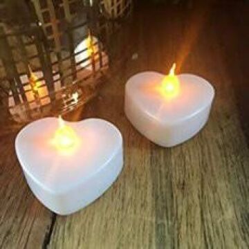 Beyaz Kalp Led Tealight Pilli Mum (24 Adet)
