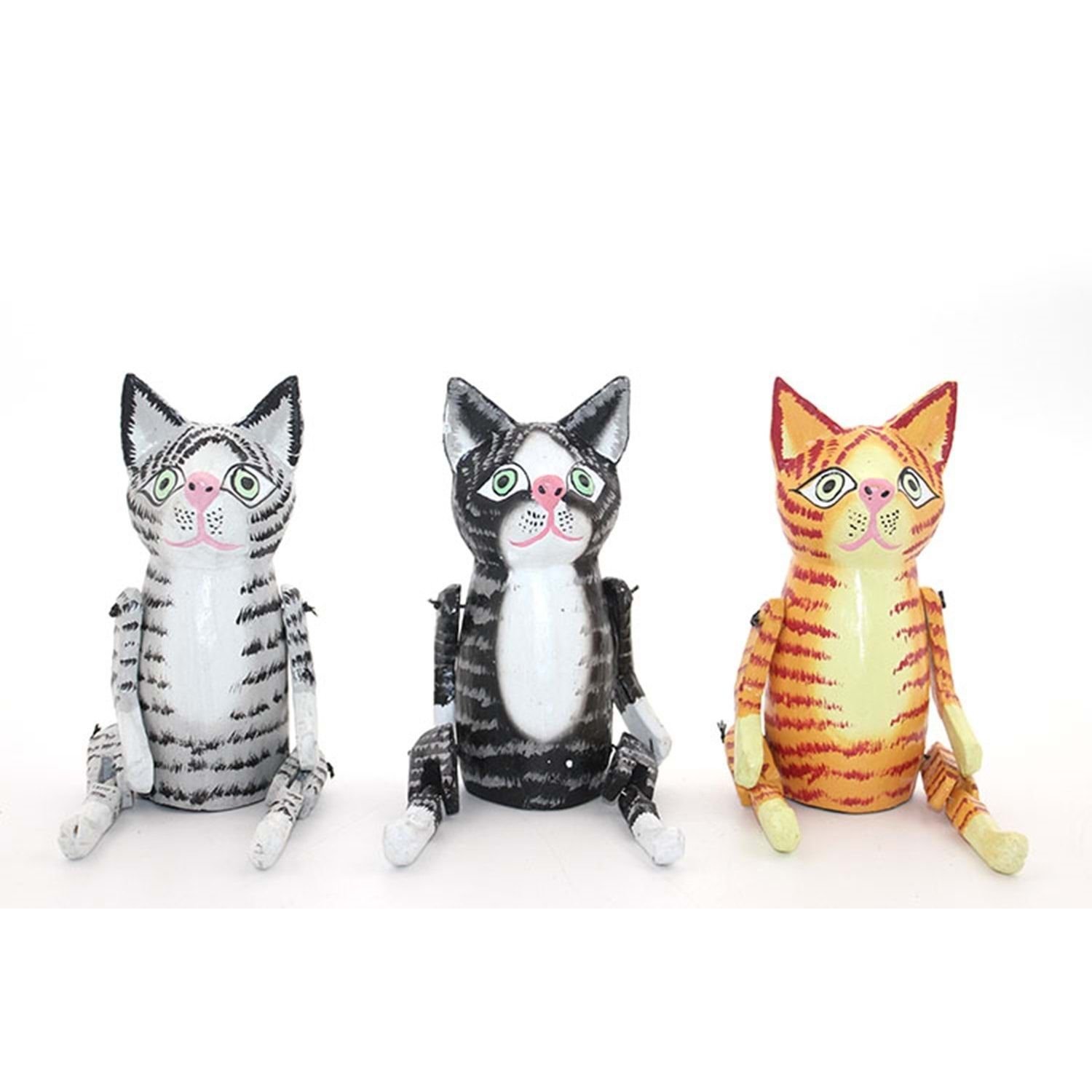Dekoratif Hareketli Ahşap Kedi Biblosu (25 cm)
